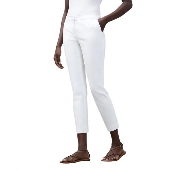 NEW LAFAYETTE 148 manhattan slim ankle pant in white - Picture 1 of 5